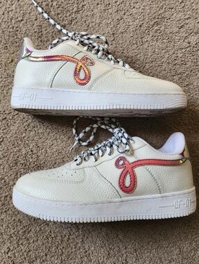 John Geiger Iridescent Off White Pebbled Leather GF-01 Sneakers
